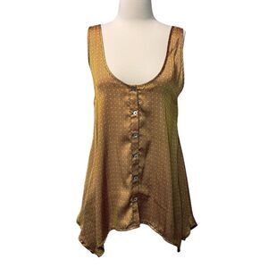 OndadeMar Women's Geo Print Button Decor Flare Tank Size Large Retro